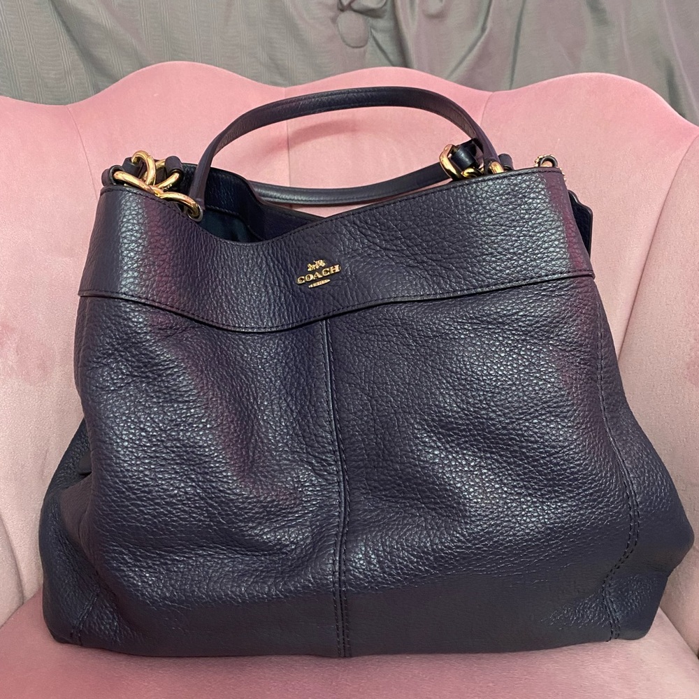 Navy Leather Coach bag
